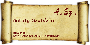 Antaly Szolón névjegykártya